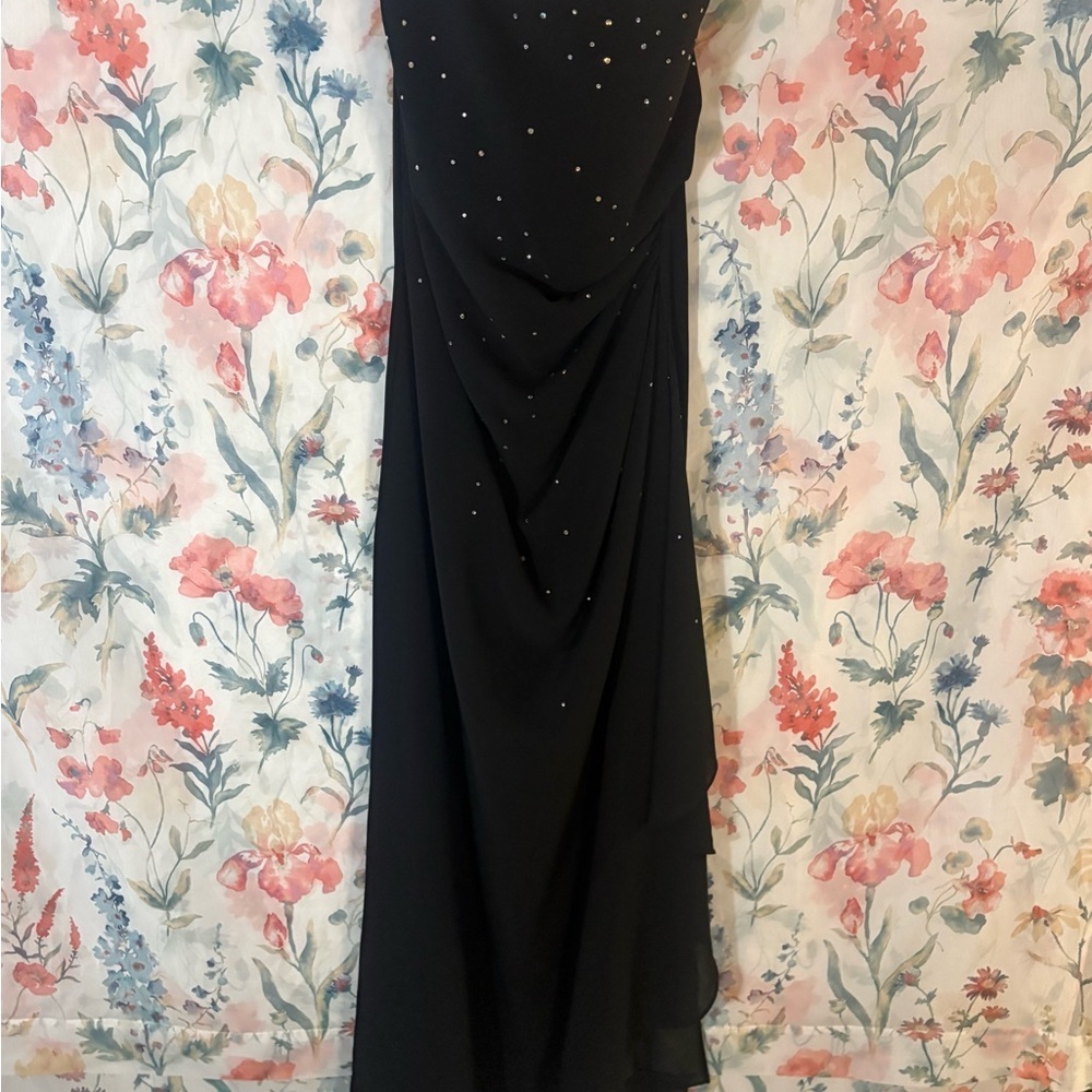 Vintage Black Evening Dress with Embellished Bodice